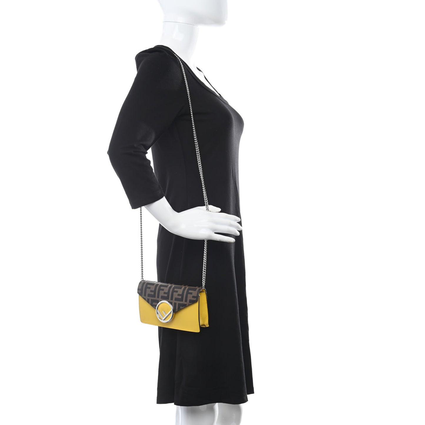 Vitello Cruise F is Fendi Bi-Color FF 1974 Embossed Envelope Belt Bag Maya Black Sunflower