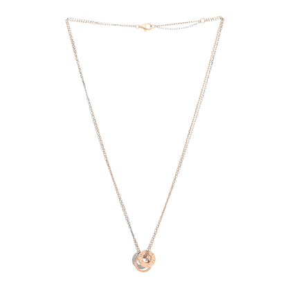 Cartier 18K White Pink Gold Diamond Three Ring LOVE Pendant Necklace 2 of 4
