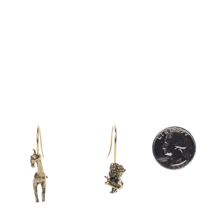 Christian Dior Metal Lion Giraffe D-Wild Hoop Earrings Antique Gold 2 of 5