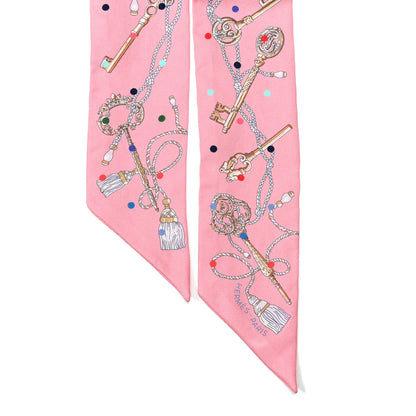 Hermes Silk Les Cles A Pois Twilly Rose Beige Multicolor 2 of 4