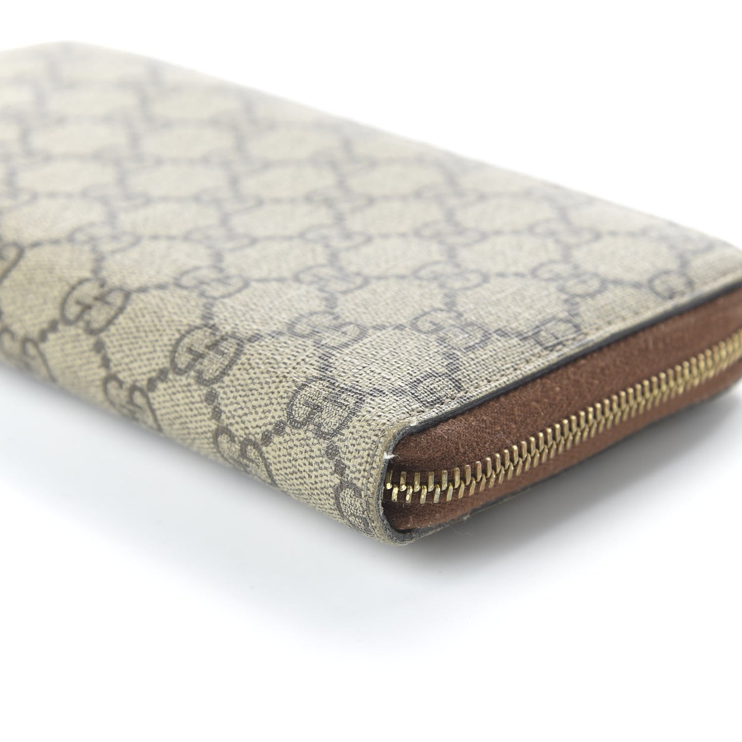 GG Supreme Monogram Cuoio Toscano Zip Around Organizer Wallet Beige Ebony Cuir