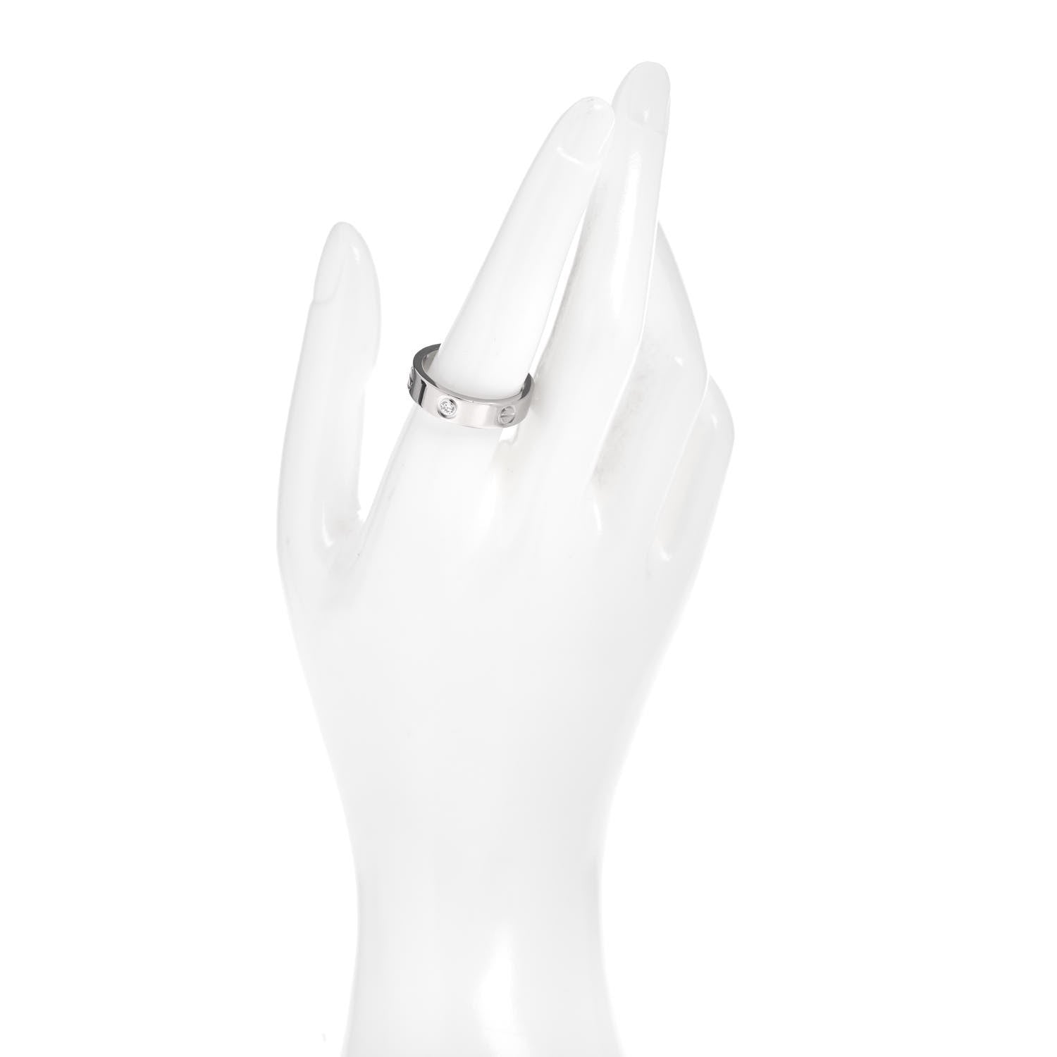 Cartier 18K White Gold 3 Diamond 5.5mm LOVE Ring 59 8.75 2 of 5