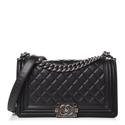 Chanel Lambskin Quilted Medium Boy Flap Black 1 of 17