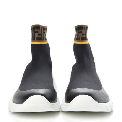 Fendi Jersey FF Mania Mens High Top Sock Sneakers 11 Black Tobacco Yema 2 of 8