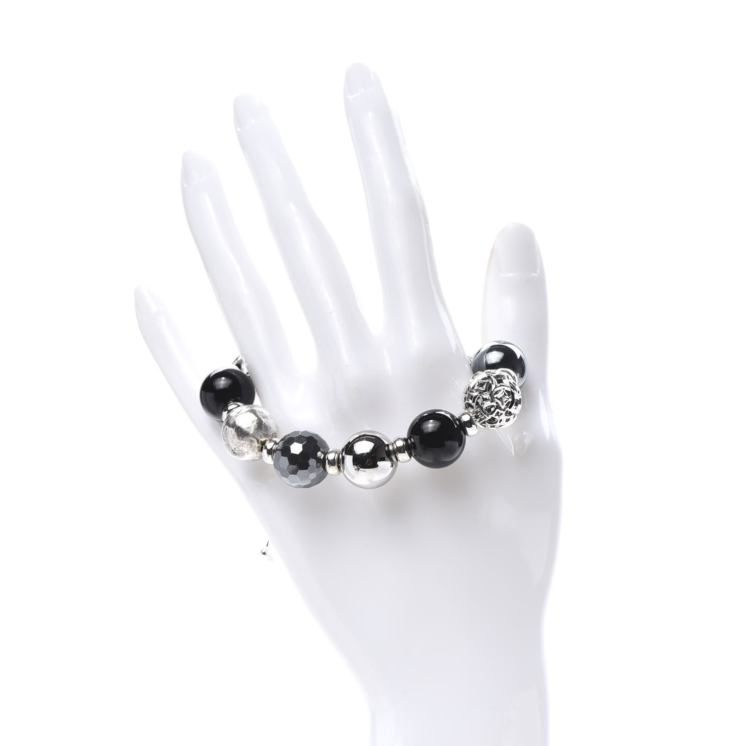 David Yurman Sterling Silver Black Onyx Hematite 14mm Elements Bead Bracelet 2 of 4