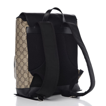 Gucci GG Supreme Monogram Single Buckle Backpack Beige Black 3 of 8