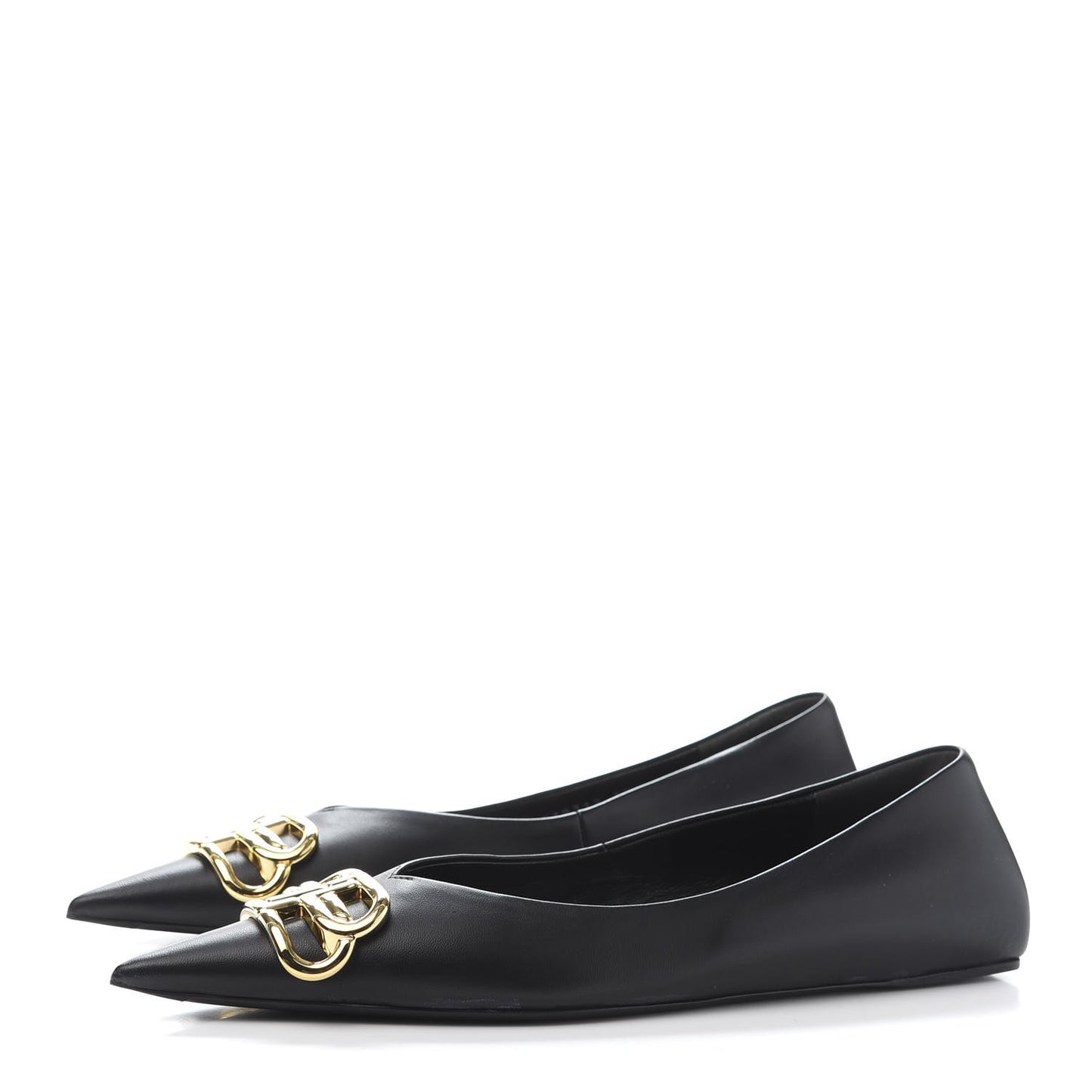 Calfskin BB Knife Pointy Toe Ballerina Flats 37 Black