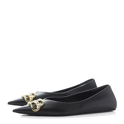 Balenciaga Calfskin BB Knife Pointy Toe Ballerina Flats 37 Black 3 of 10