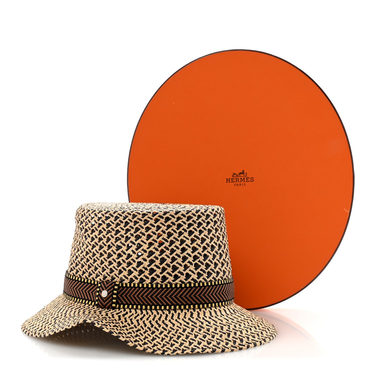 Hermes Straw Adele Panama Hat 58 Naturel Marron Jaune 12 of 12