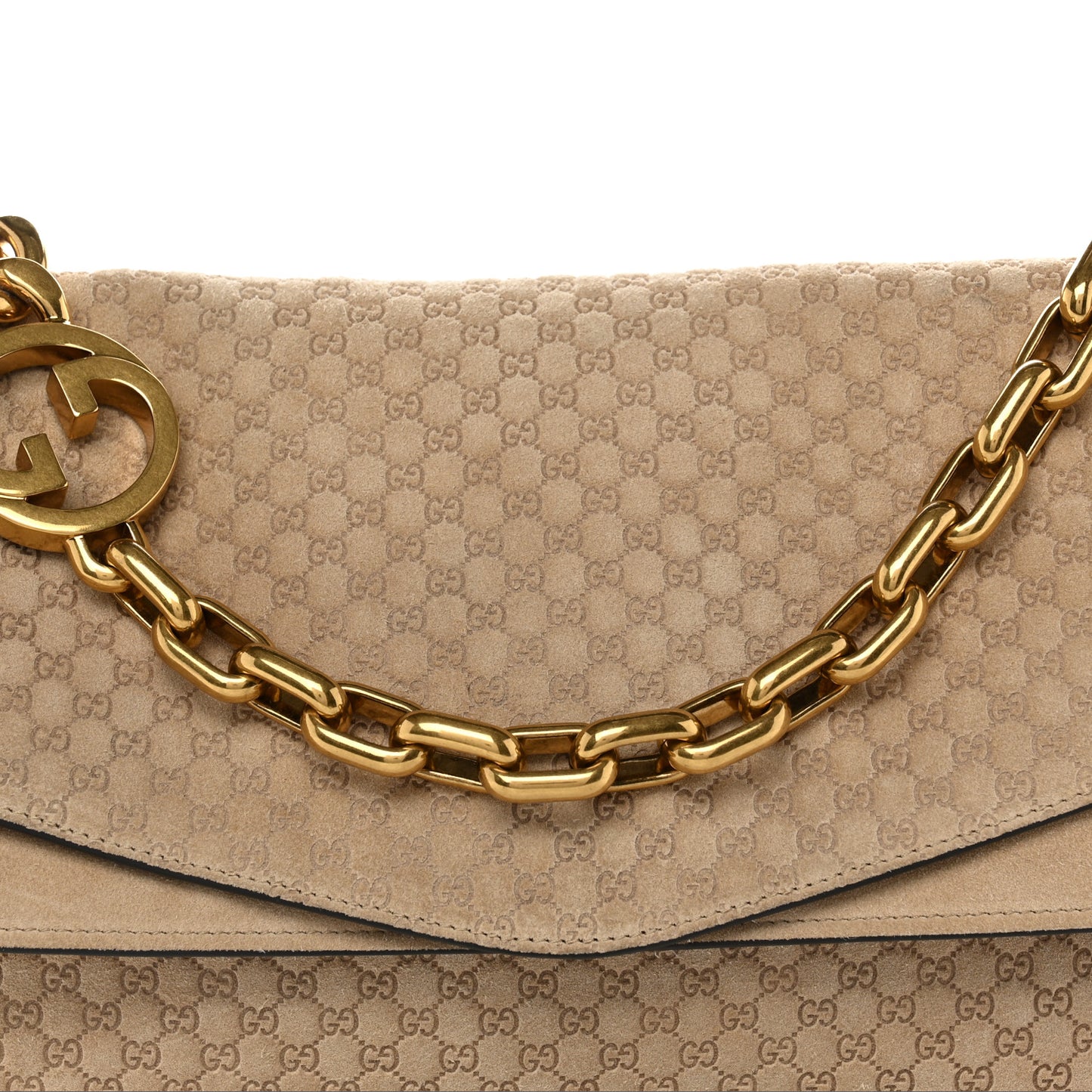 Micro GG Suede Large Chain Shoulder Bag Beige