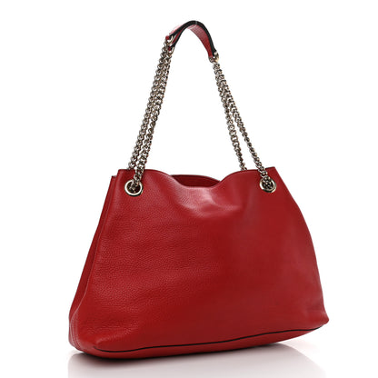 Gucci Pebbled Calfskin Medium Soho Chain Shoulder Bag Red 2 of 14