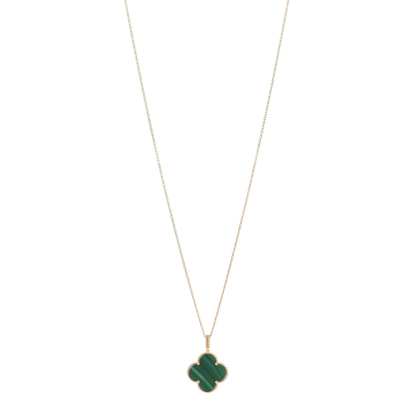 18K Yellow Gold Malachite Magic Alhambra Pendant Necklace