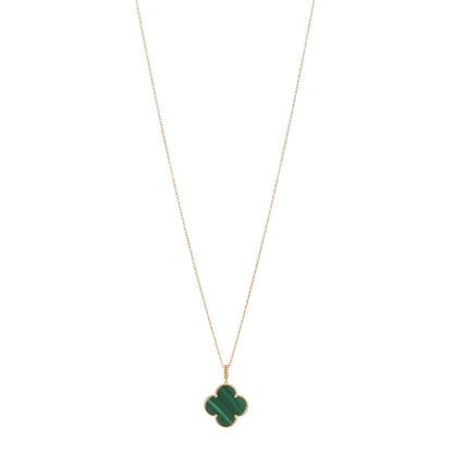 Van Cleef & Arpels 18K Yellow Gold Malachite Magic Alhambra Pendant Necklace 1 of 3