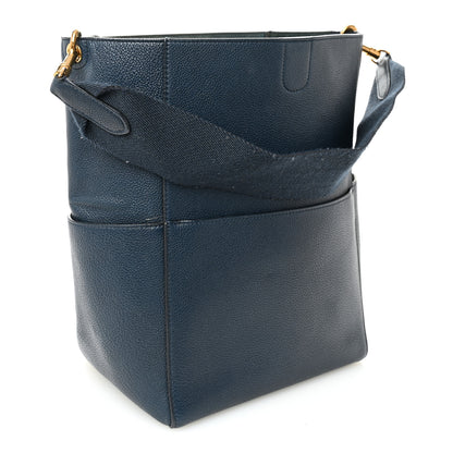 Celine Goatskin Sangle Bucket Bag Blue 3 of 11