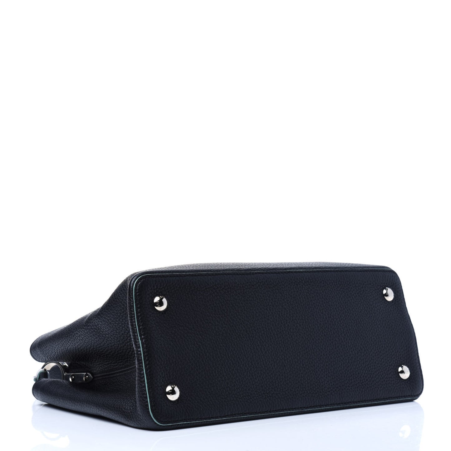 Taurillon Capucines MM Black Turquoise