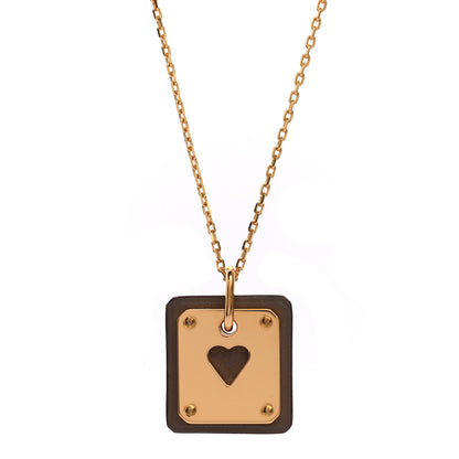 Hermes Gold Plated Swift As De Coeur Necklace Etoupe 4 of 7