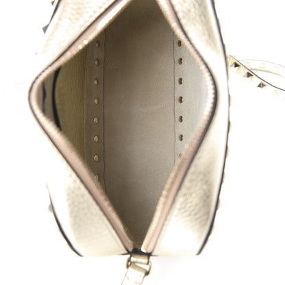 Valentino Garavani Metallic Pebbled Calfskin Rockstud Camera Crossbody Bag Platino 5 of 10
