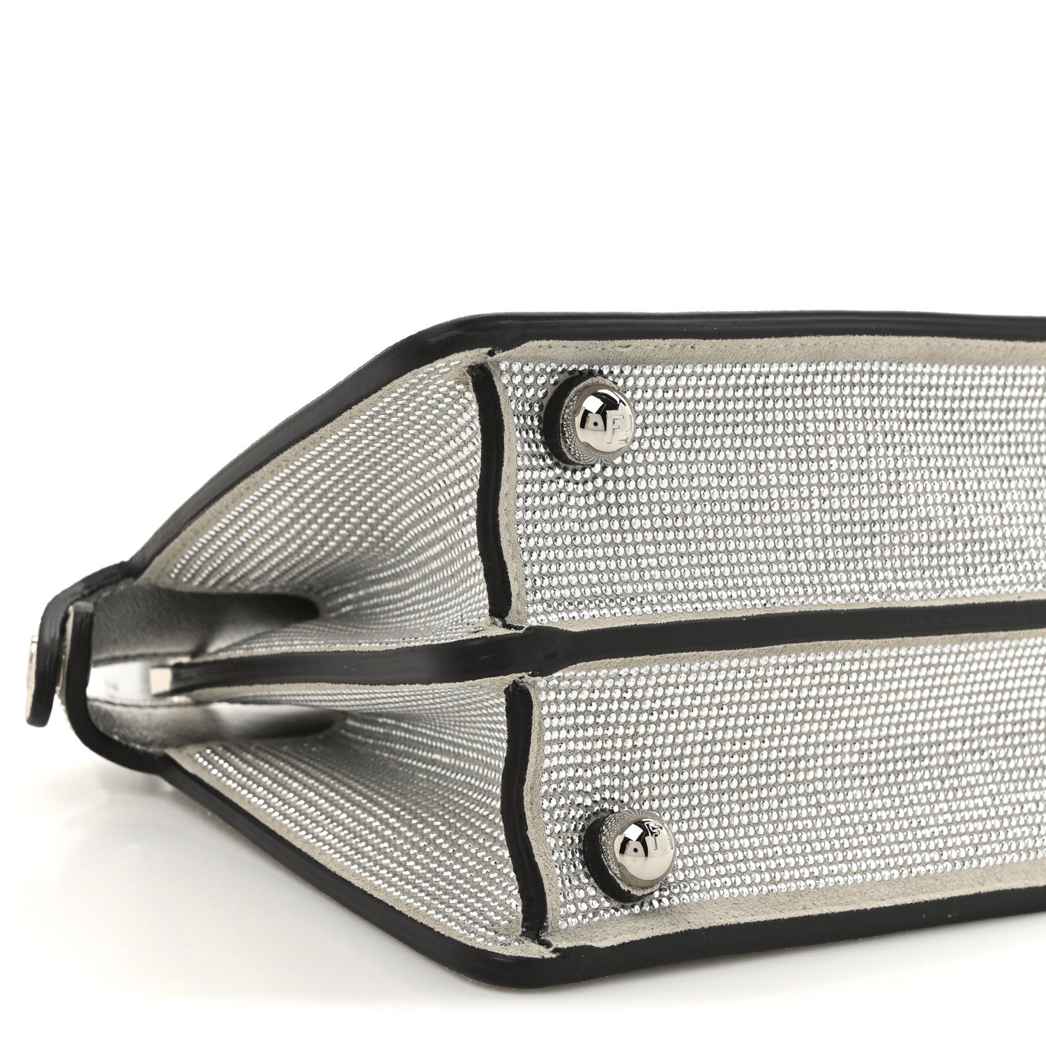 Fendi Crystal Vitello Laminato FF Petite Peekaboo I SEE U Satchel Crystal Argento 11 of 13