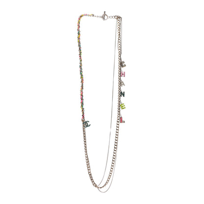 Chanel Crystal Enamel Pearl CC Logo Chain Long Necklace Gold Multicolor 3 of 6