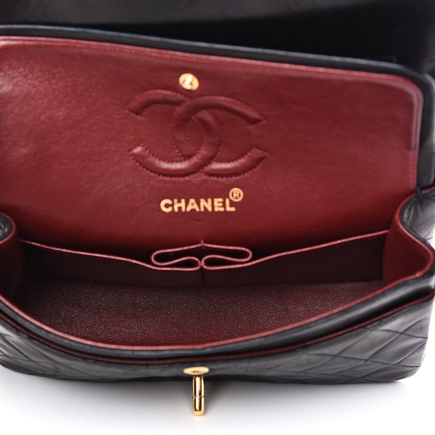 Lambskin Quilted Small Double Flap Black