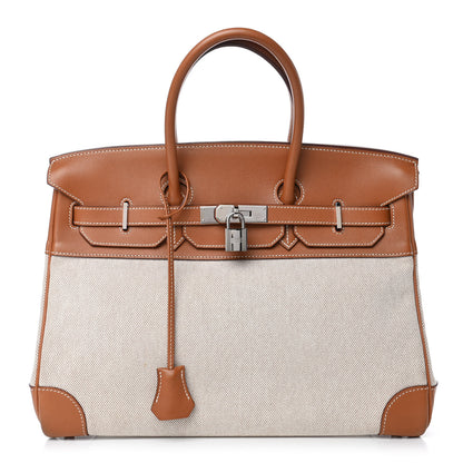 Hermes Toile Swift Birkin 35 Gold 1 of 12