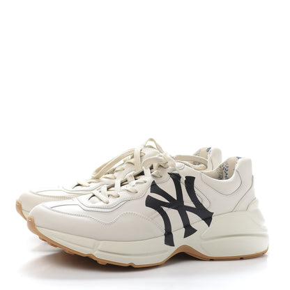 Gucci X MLB Calfskin NY Yankees Mens Rhyton Sneakers 9 Mystic White 3 of 10