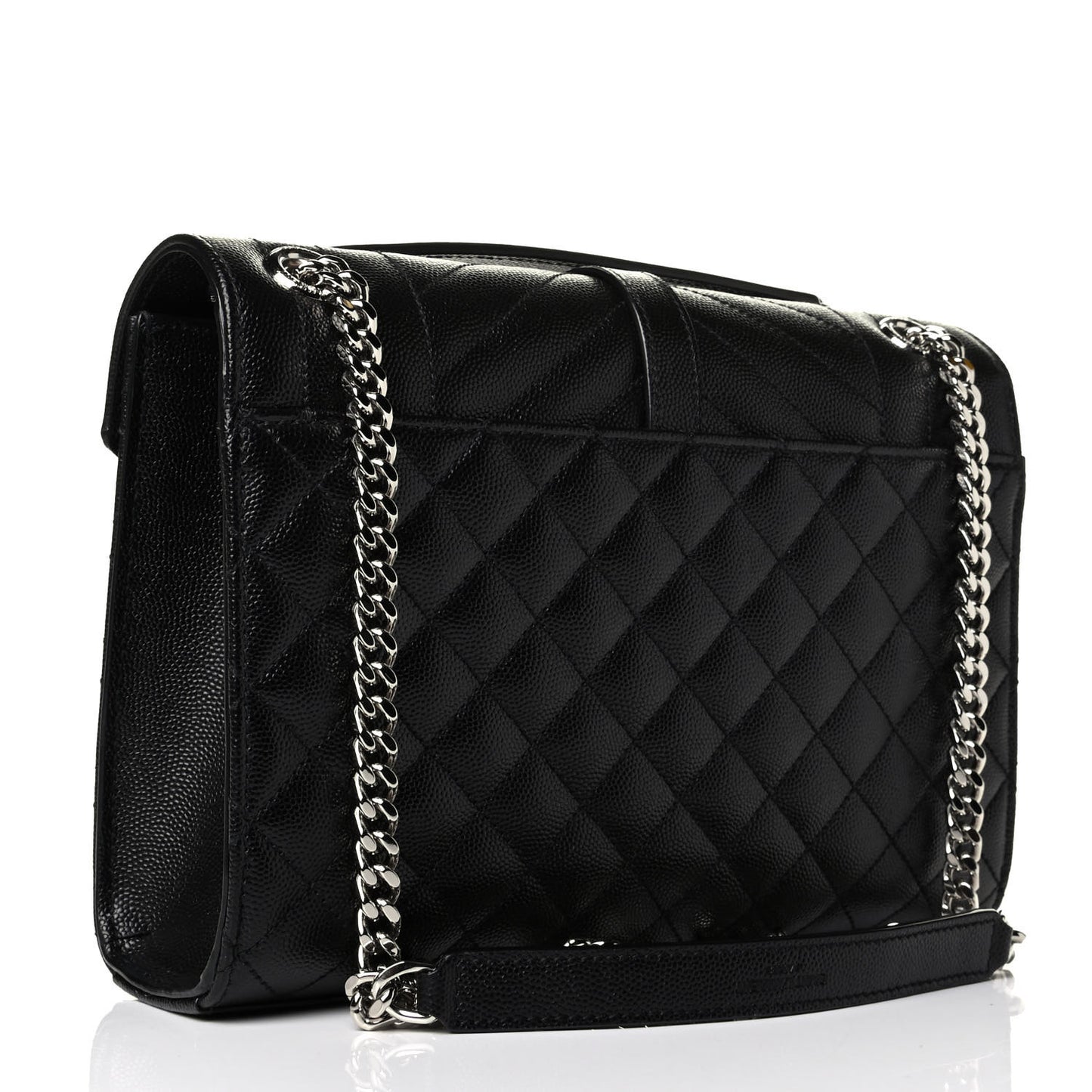 Grain De Poudre Textured Mixed Matelasse Triquilt Medium Monogram Satchel Black