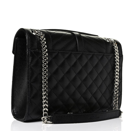 Saint Laurent Grain De Poudre Textured Mixed Matelasse Triquilt Medium Monogram Satchel Black 2 of 5