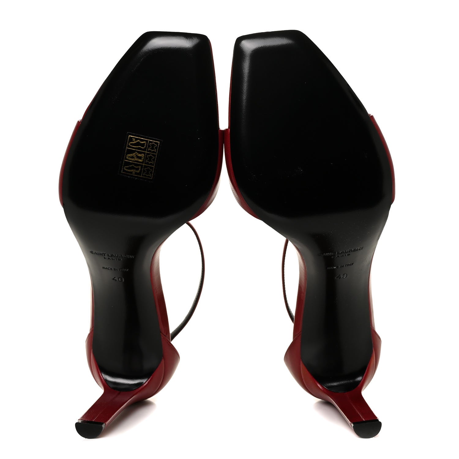 Saint Laurent Smooth Calfskin Bea Ankle Strap Sandals 40 Opyum Red 5 of 7