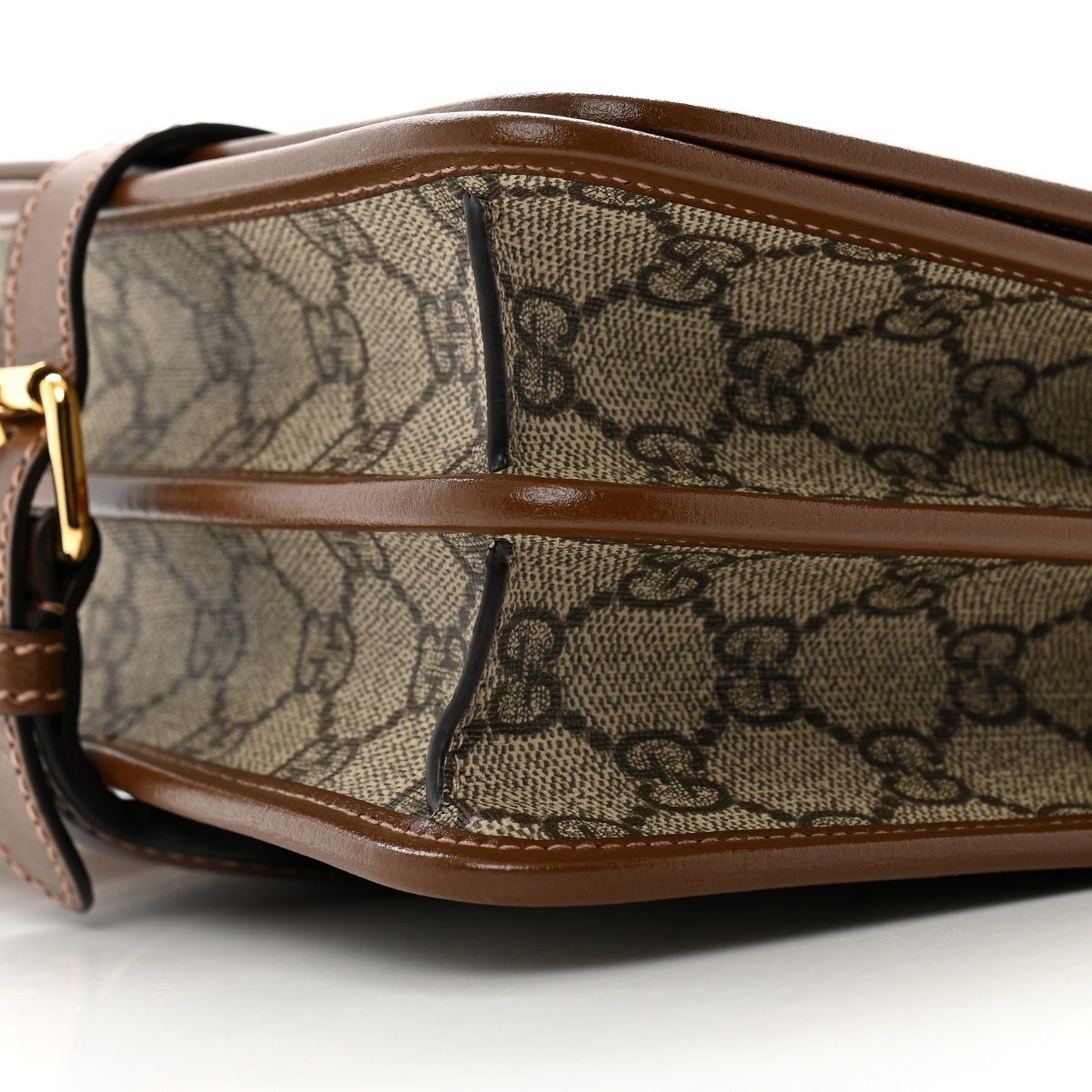 GG Supreme Monogram Azalea Calfskin Mini Retro Interlocking G Flap Shoulder Bag  Beige Ebony Brown Sugar