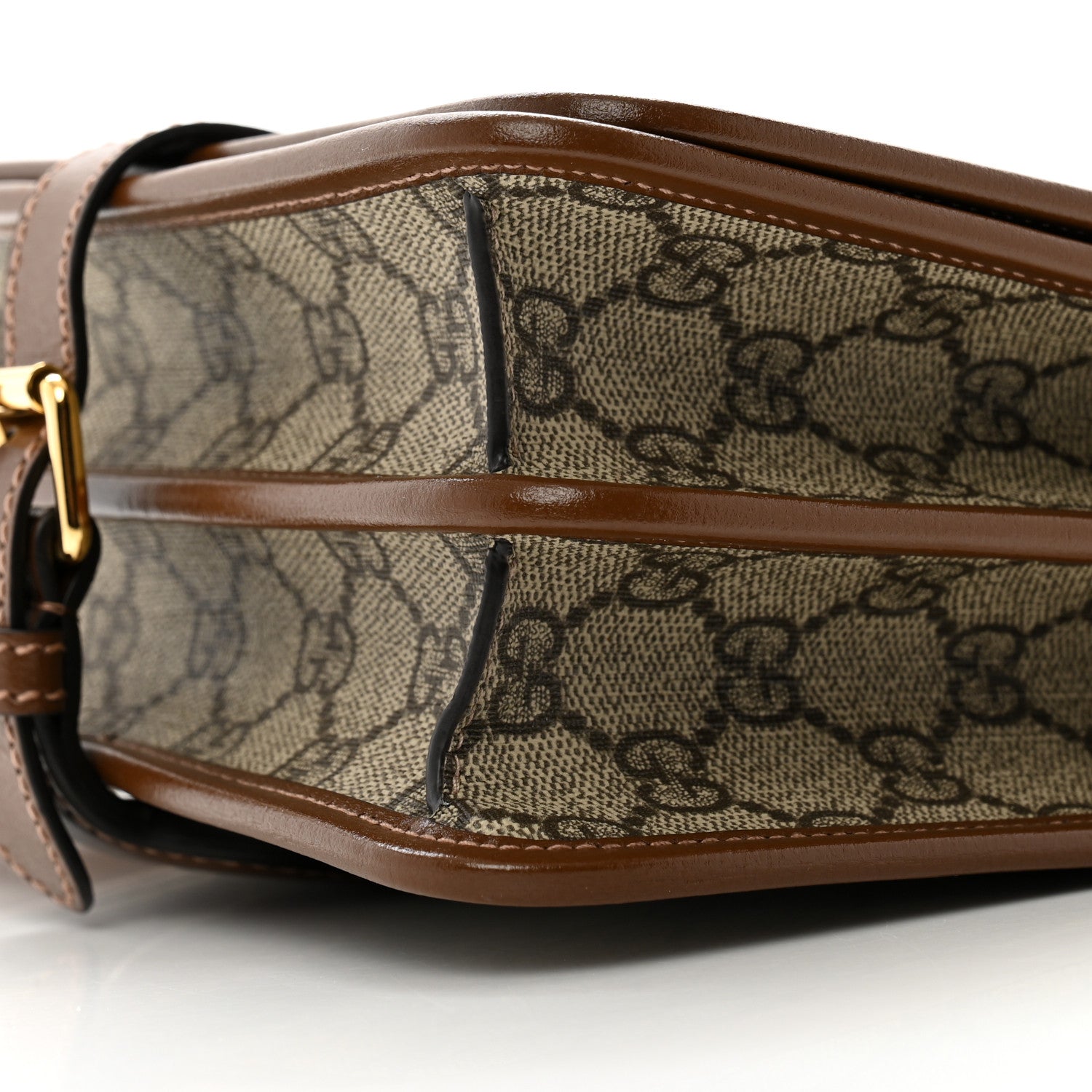 Gucci GG Supreme Monogram Azalea Calfskin Mini Retro Interlocking G Flap Shoulder Bag  Beige Ebony Brown Sugar 10 of 10