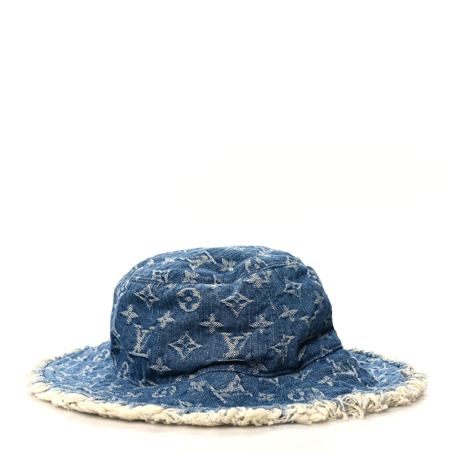 Monogram Denim Fringe Bob Bucket Hat M Blue