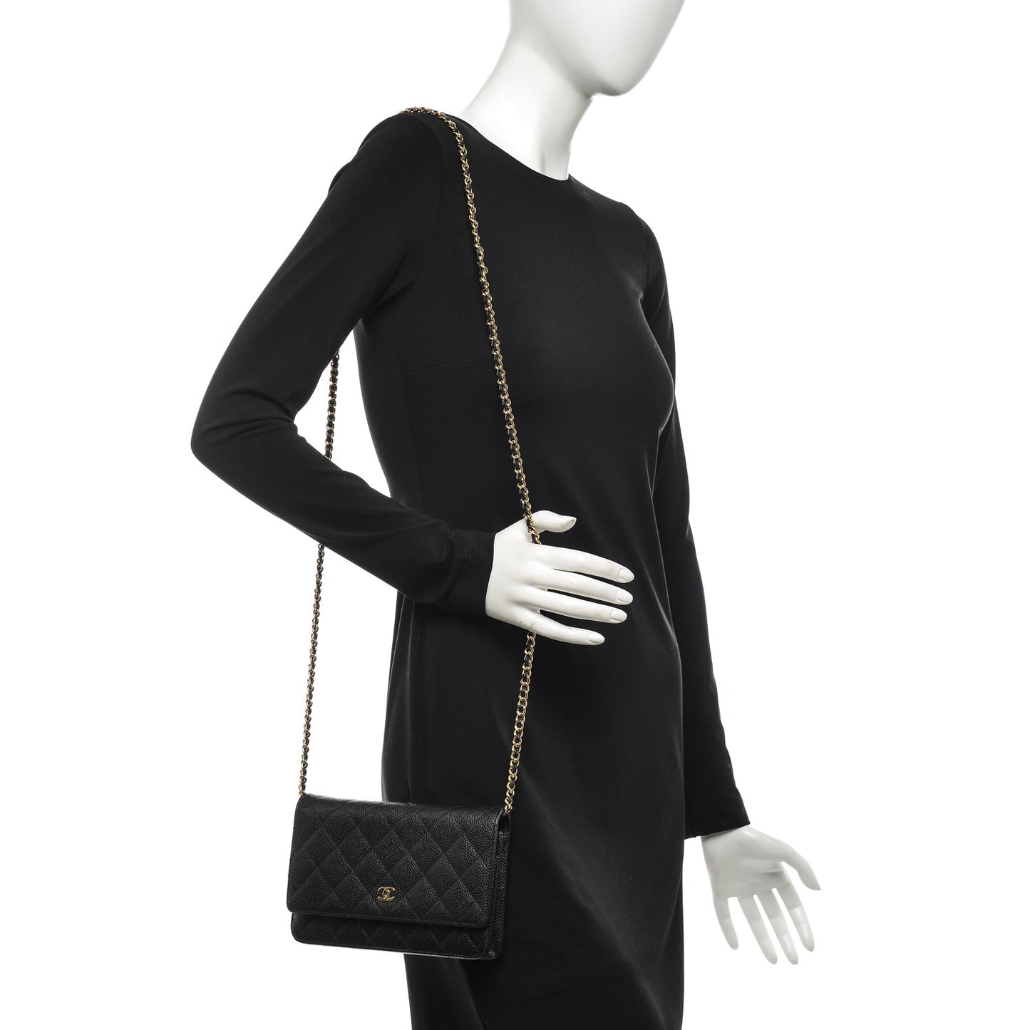 Caviar Quilted Wallet On Chain WOC Black