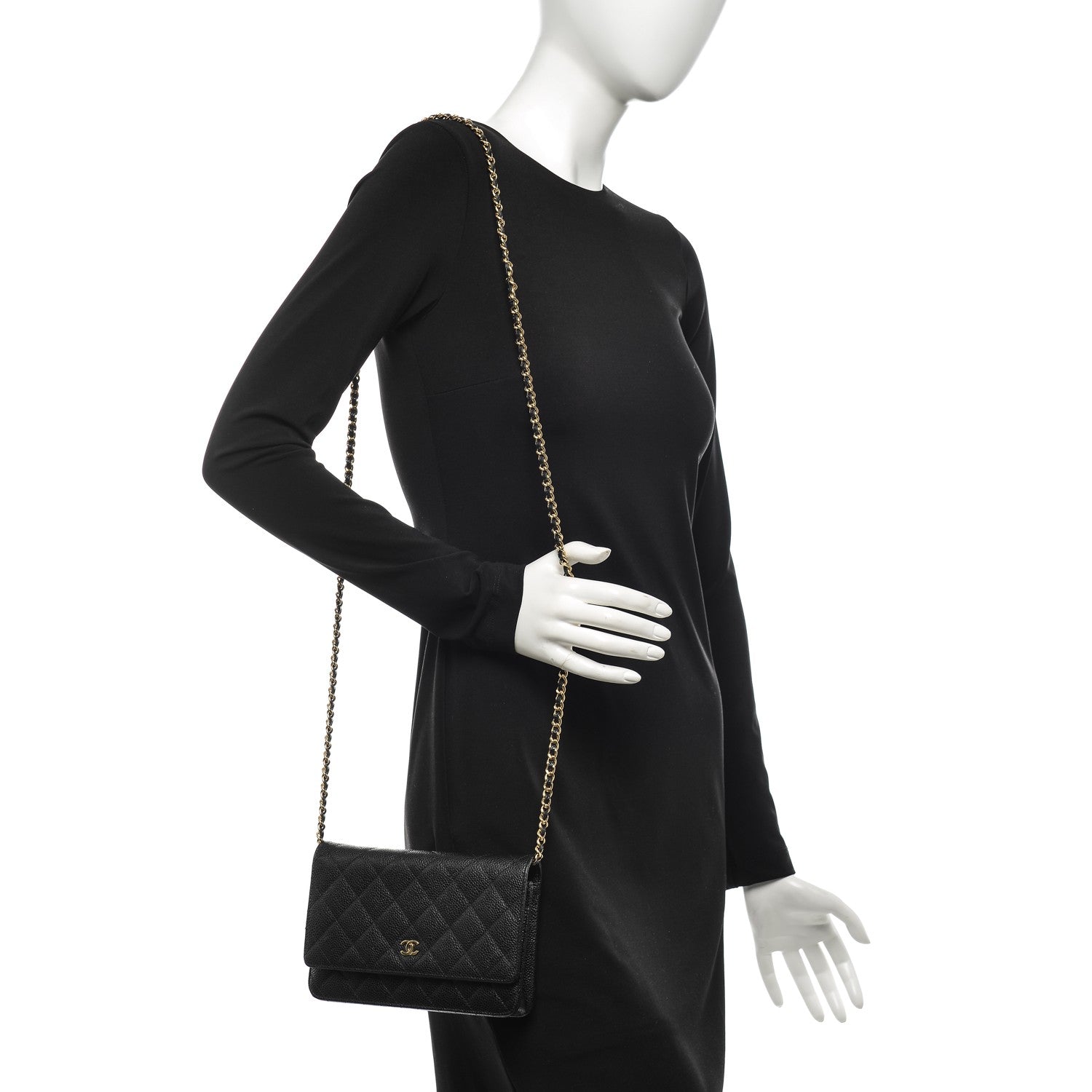 Chanel Caviar Quilted Wallet On Chain WOC Black 2 of 8