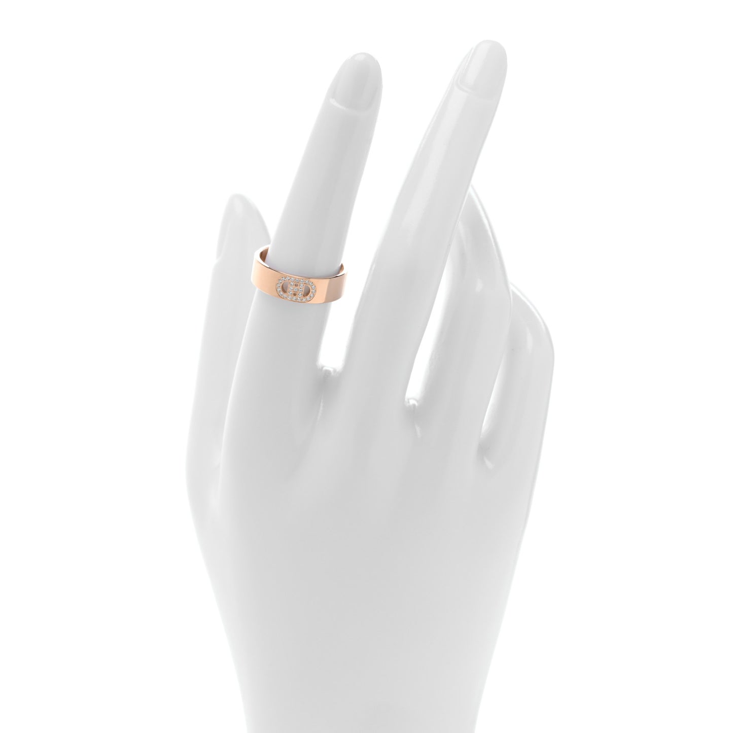 18K Gold Diamond PM H D'Ancre Ring 54 6.75