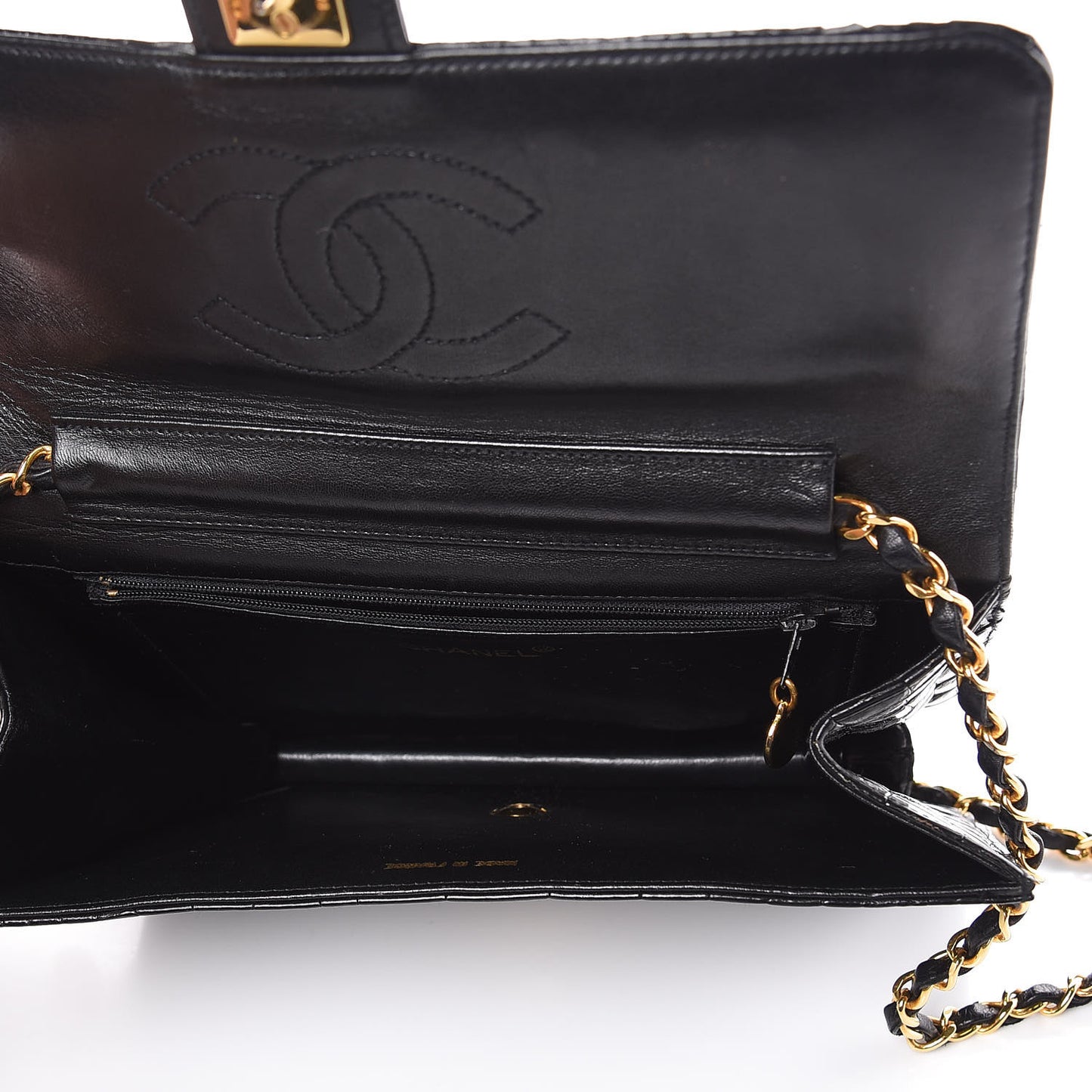 Shiny Crocodile Small Single Flap Black