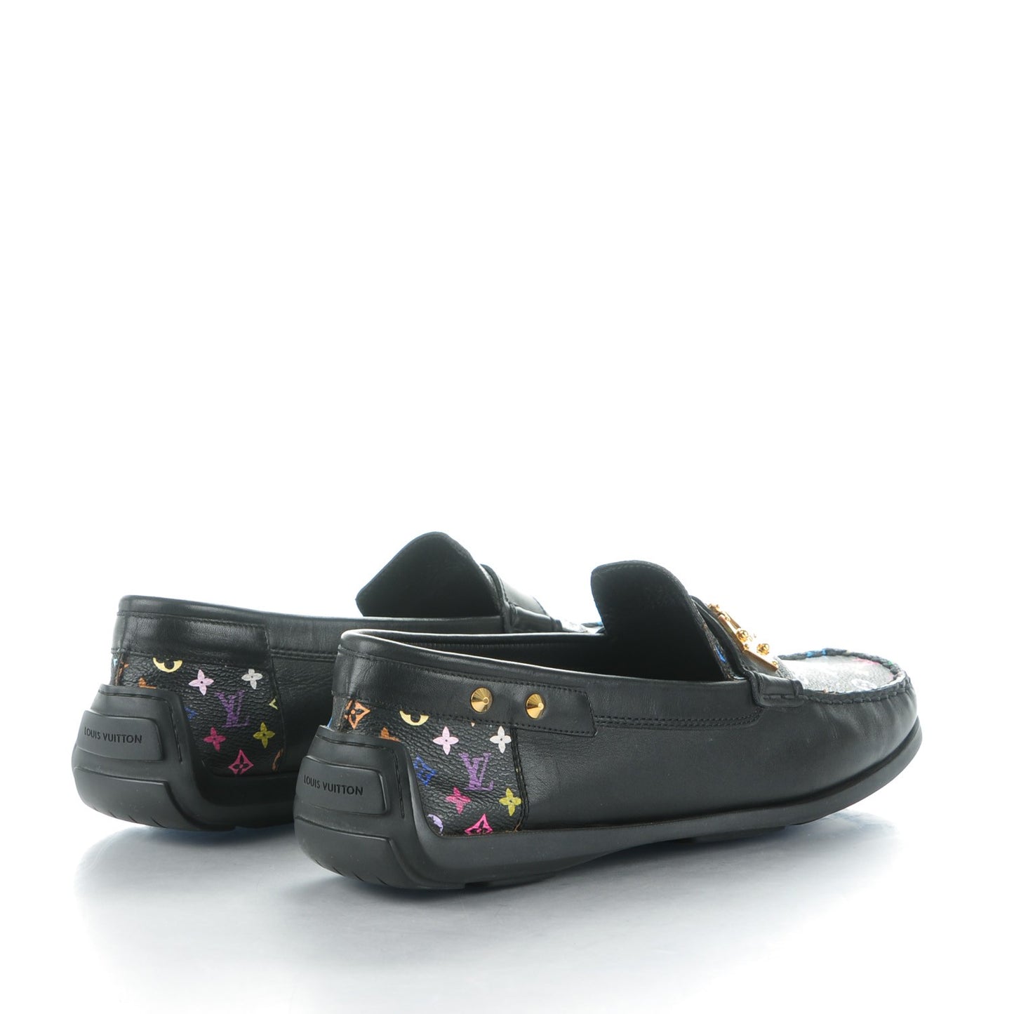 Monogram Multicolor Lock Oxford Loafers 41 Black