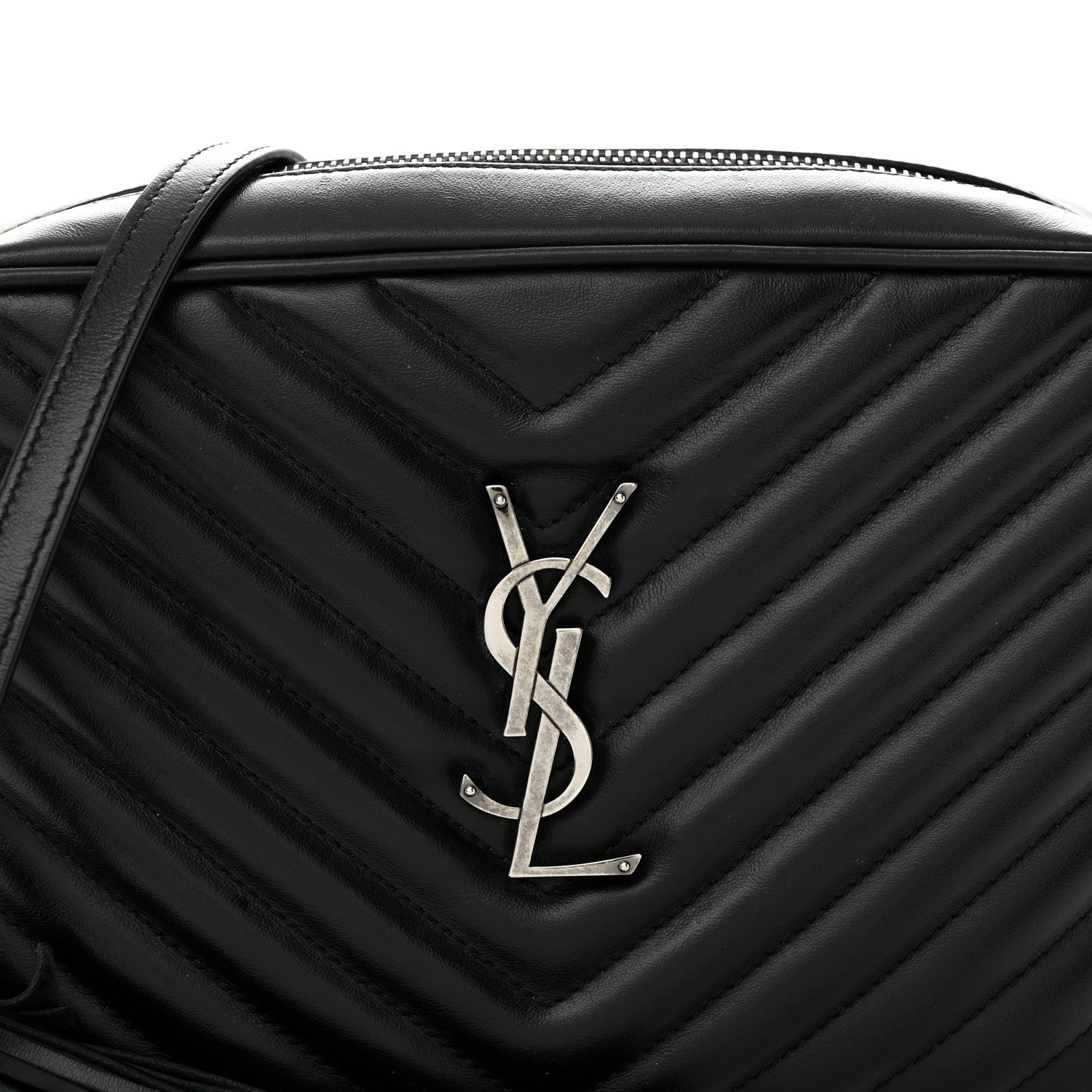 Saint Laurent Calfskin Matelasse Monogram Lou Camera Bag Black 8 of 13