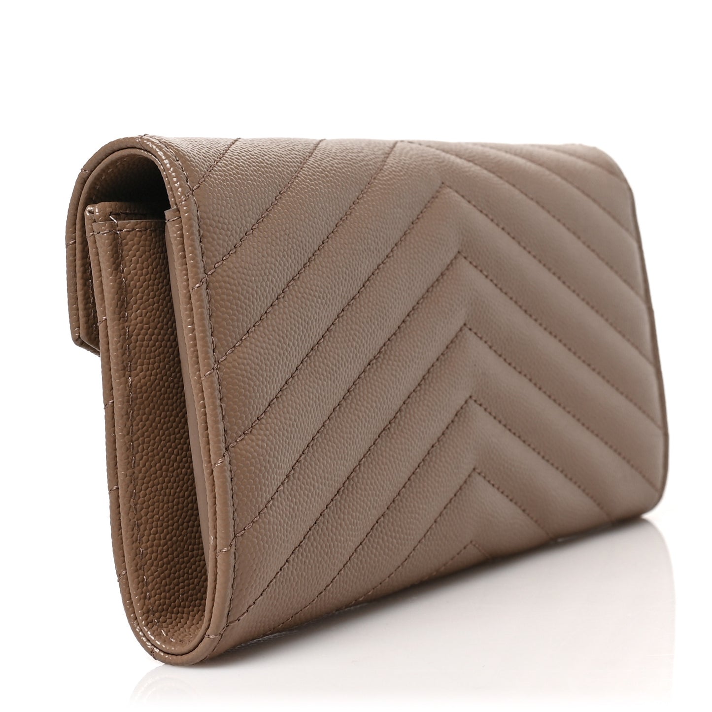 Grain De Poudre Matelasse Chevron Monogram Flap Wallet Taupe