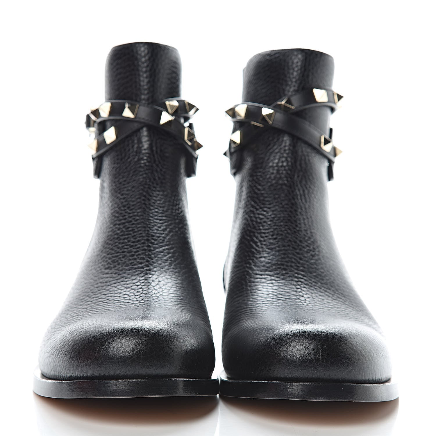 Valentino Garavani Grained Calfskin Rockstud Beatle Chelsea Ankle Boots 39 Black 2 of 9