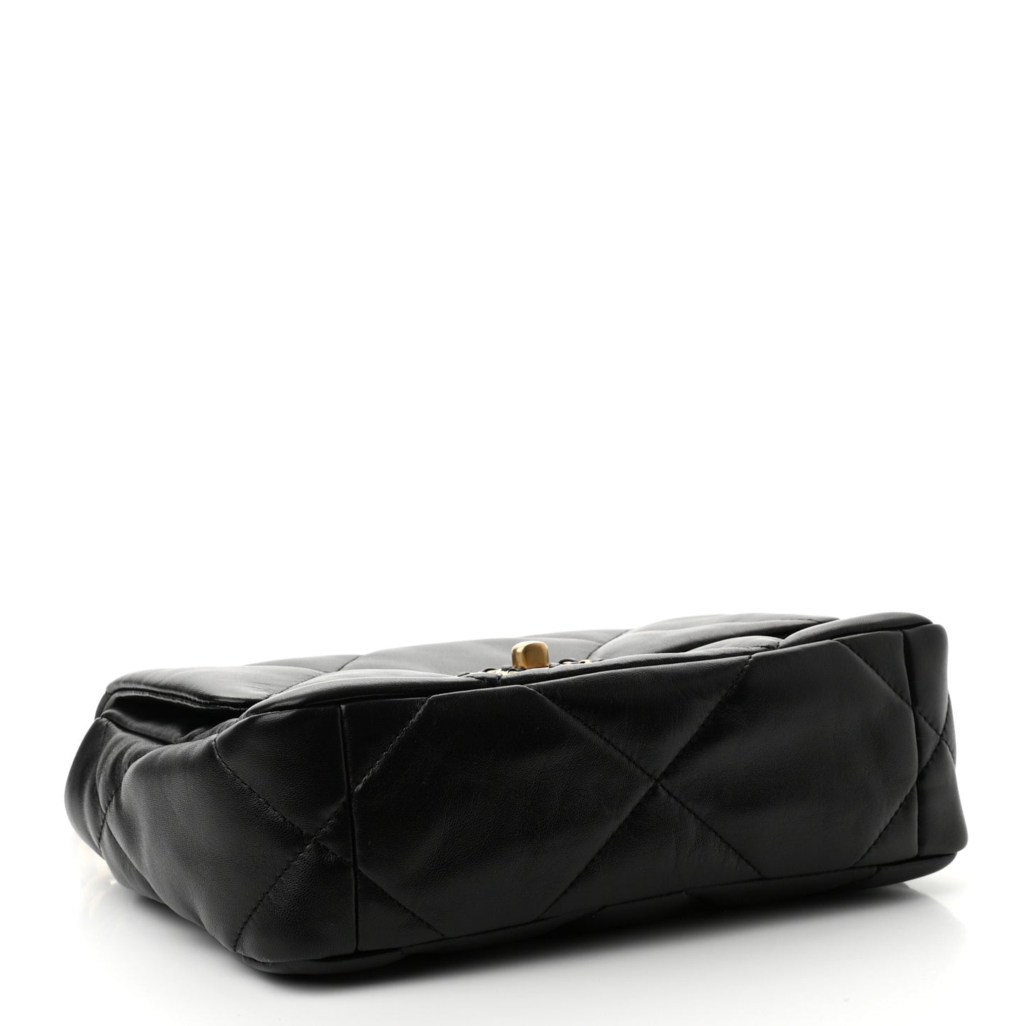 Shiny Goatskin Quilted Medium Chanel 19 Flap Black