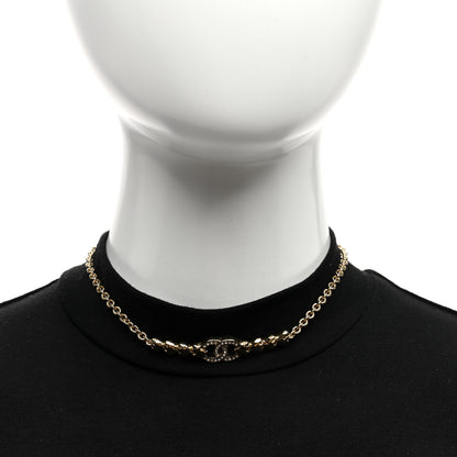 Chanel Crystal CC Heart Link Choker Necklace Gold 2 of 5