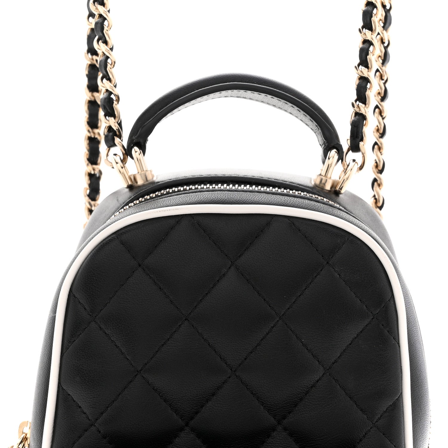 Chanel Lambskin Quilted Mini Backpack Black White 1874738 – FASHIONPHILE