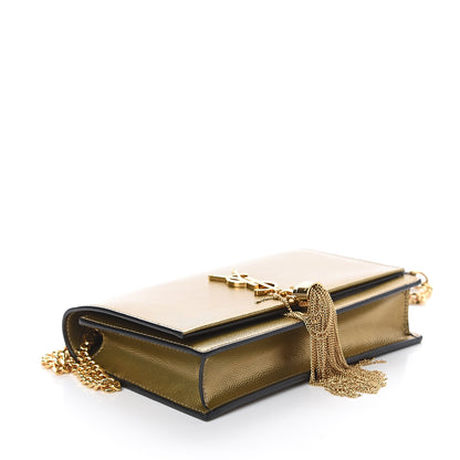 Saint Laurent Metallic Grain De Poudre Kate Monogram Tassel Chain Wallet Gold 3 of 6