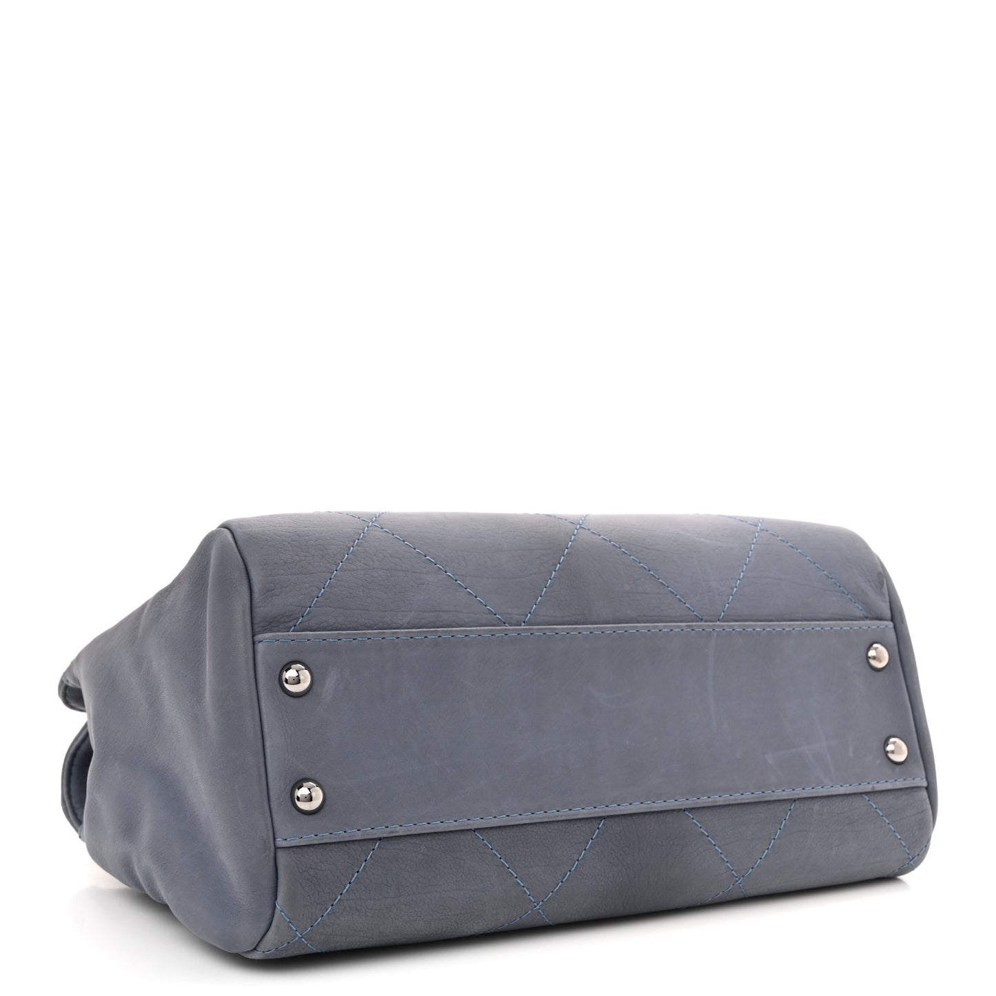 Washed Calfskin Diamond Stitch Large Hamptons Shopping Tote Blue