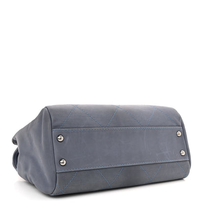 Chanel Washed Calfskin Diamond Stitch Large Hamptons Shopping Tote Blue 4 of 12