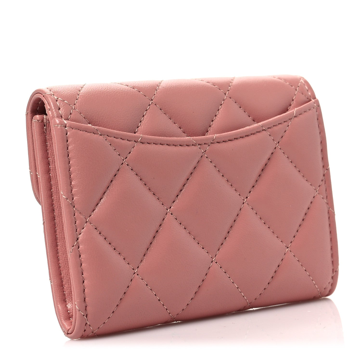 Chanel Lambskin Quilted Flap Card Holder Pink 3 of 9