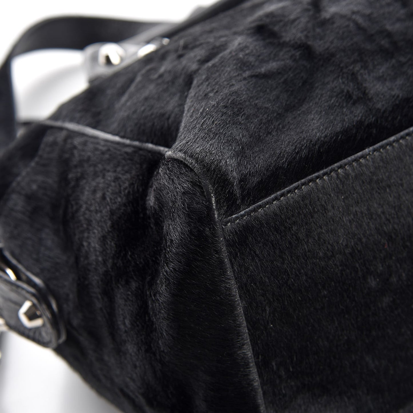 Chevre Pony Hair Classic Hardware Box Bag Black