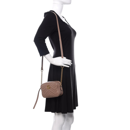 Gucci Calfskin Matelasse Mini GG Marmont Chain Shoulder Bag Porcelain Rose 2 of 11