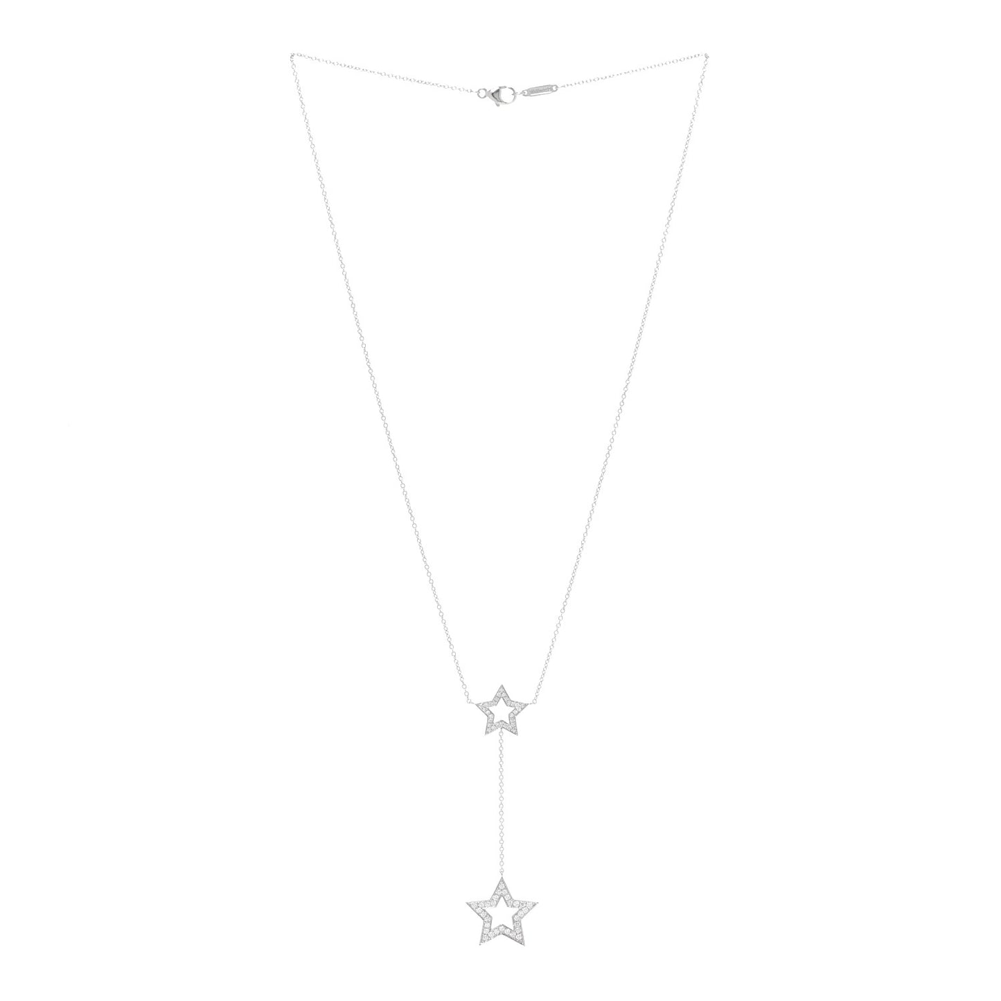 Platinum Diamond Star Lariat Necklace